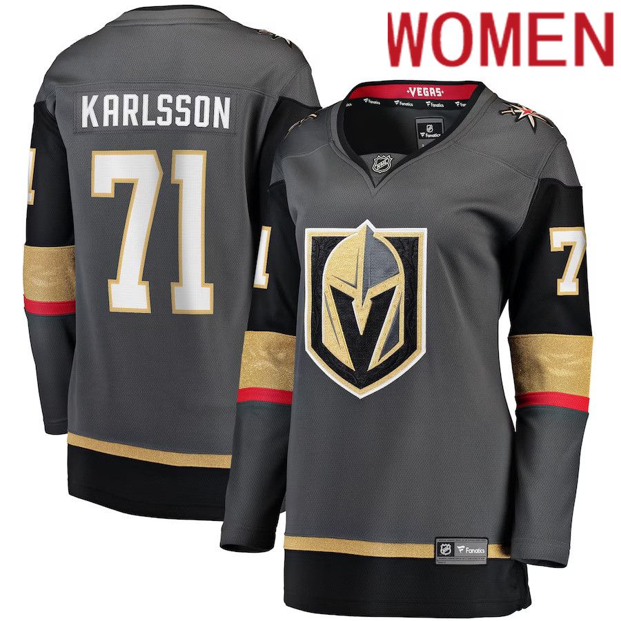 Women Vegas Golden Knights 71 William Karlsson Fanatics Branded Gray Alternate Premier Breakaway Player NHL Jersey